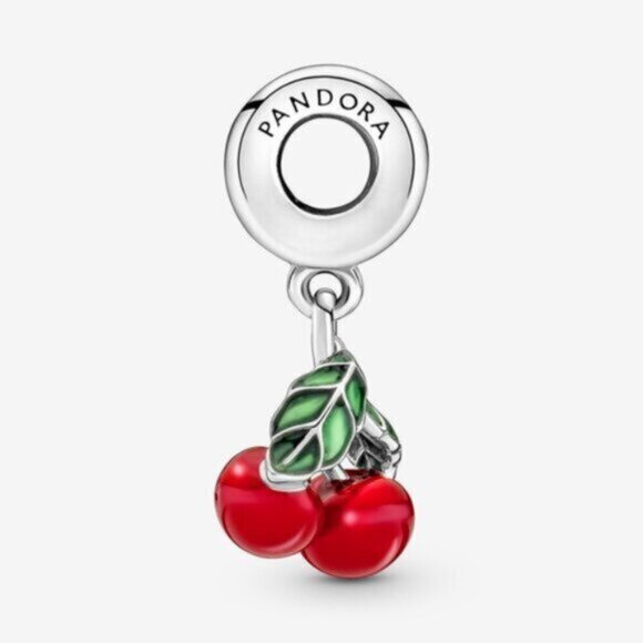 Pandora Asymmetrical Cherry Fruit Dangle Charm - Picture 2 of 5